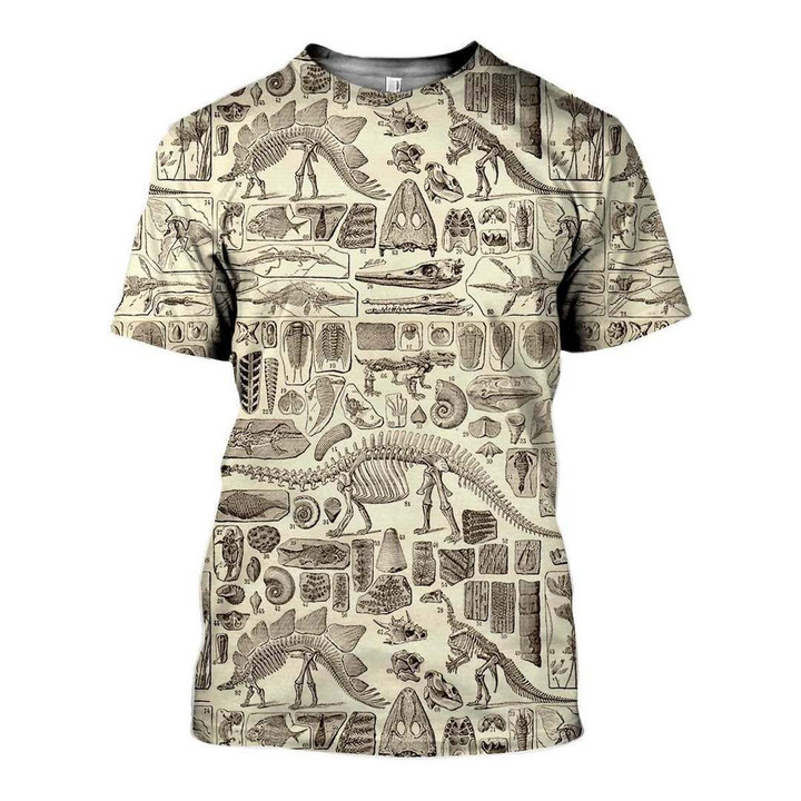3D All Over Printed Dinosaur Fossils Shirts