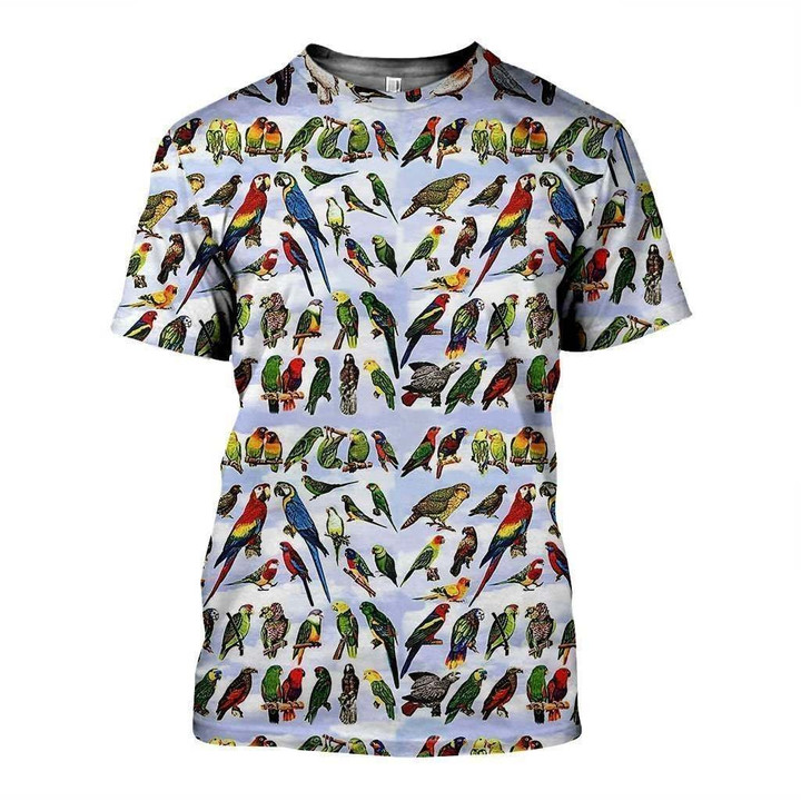 3D All Over Printed Parrots Shirts