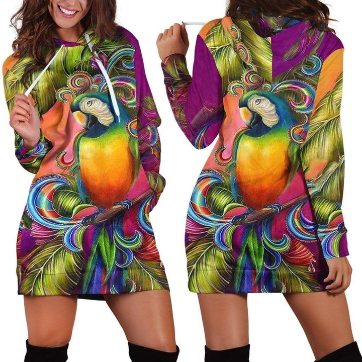 3D Printed Parrot Tops PHL14000 Hoodie dress