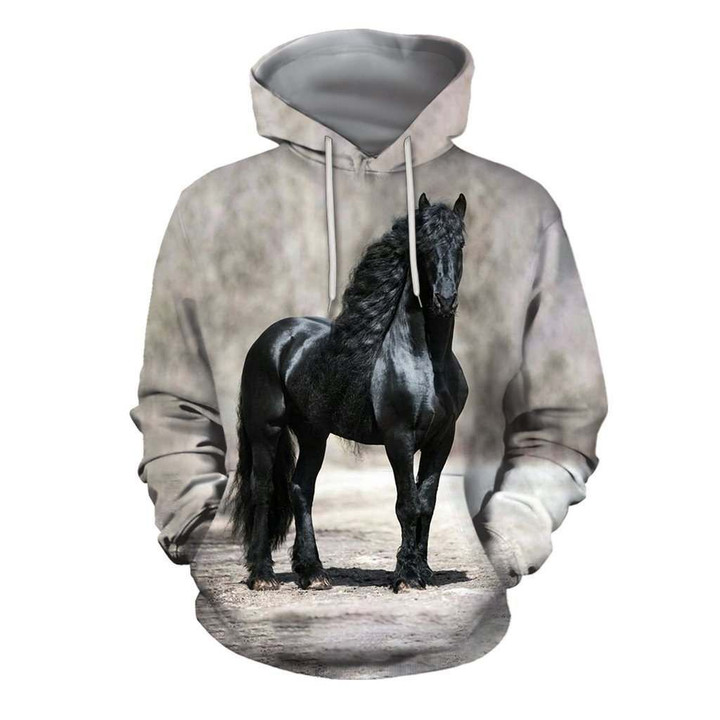 3D All Over Printed Black Horse Shirts