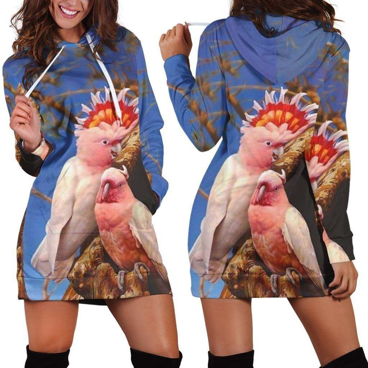 All Over Printed Parrots Tops Hoodie Dress