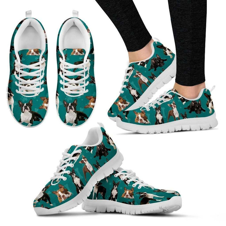 Boston Terrier Women's Sneakers Style 1 (White)