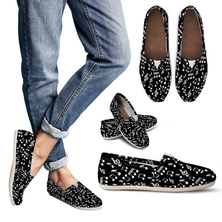 Black Music Note Design Women's Casual Shoes