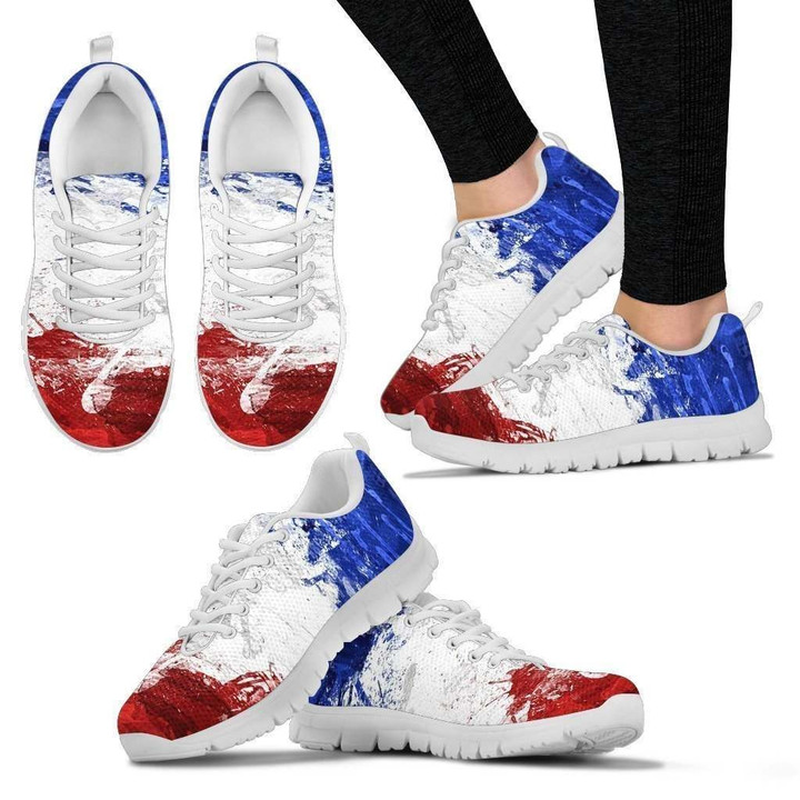 France Flag White Women's Sneakers