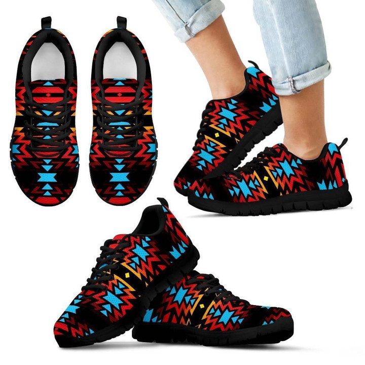 Fire Colors and Turquoise Kid's Sneakers