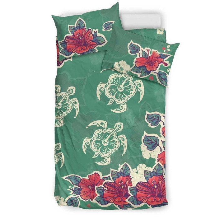 Hawaii Turtle And Colorful Hibiscus Bedding Set - AH