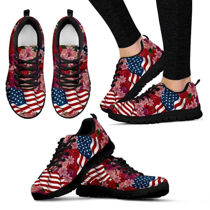 Florist & USA Flag Women's Sneakers.