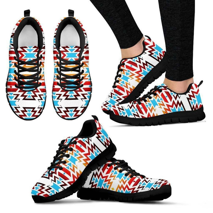 Big Pattern Fire Colors and Turquoise Women's Sneakers
