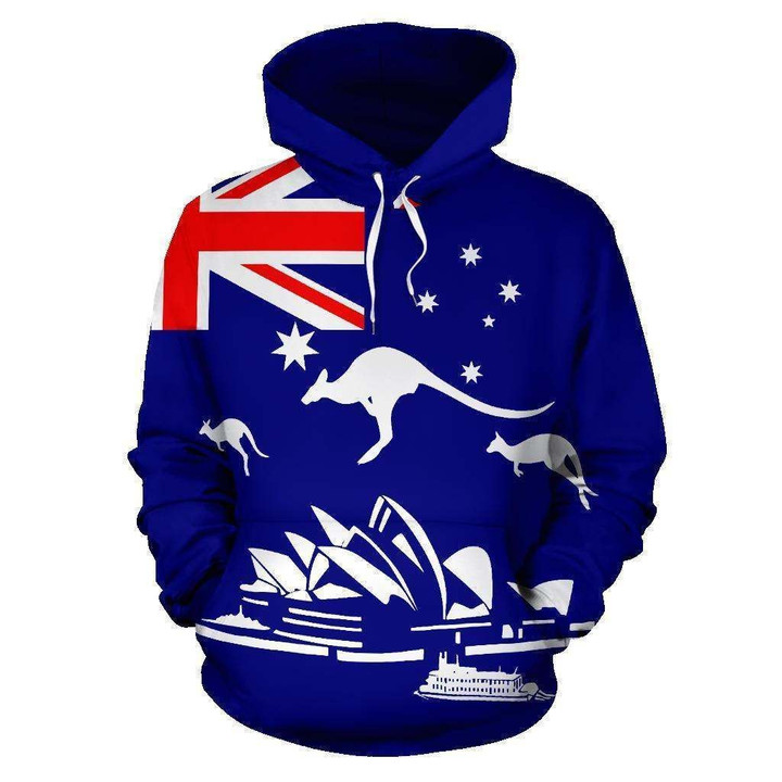 Australia Hoodie Flag Kangaroo And Sydney Opera