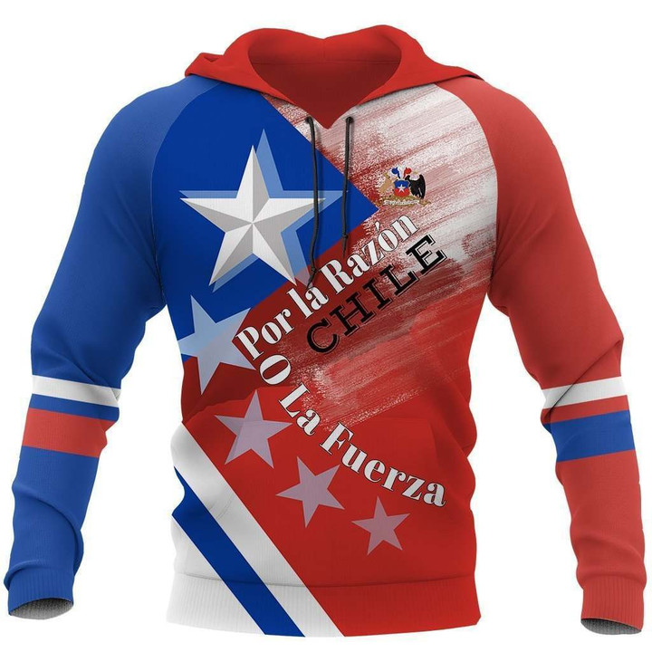 Chile Flag With Coat of Arms Design Hoodie NNK 100