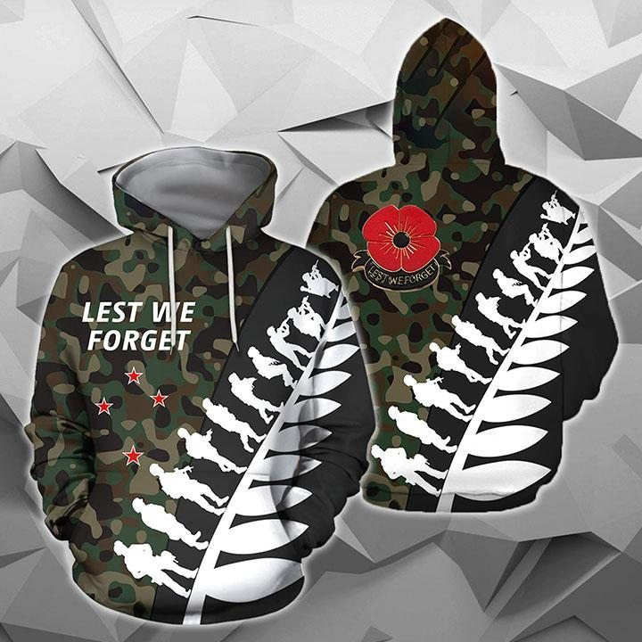Lest We Forget - New Zealand Hoodie Camo K5