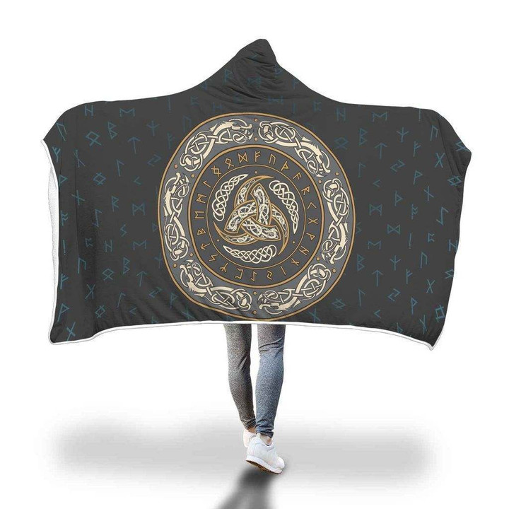 Viking Hooded Blanket - Viking Symbol Hooded Blanket PL094