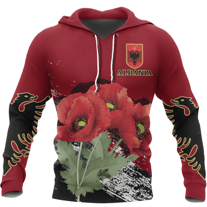 Albania - Poppy National Flower Special Hoodie NNK 1129