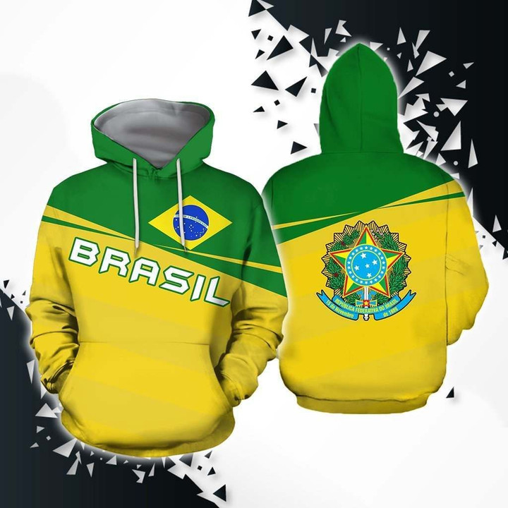 Brasil Coat Of Arms Hoodie - Vivian Style