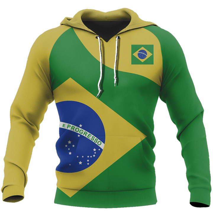 Brasil Flag Curve Concept Pullover Hoodie