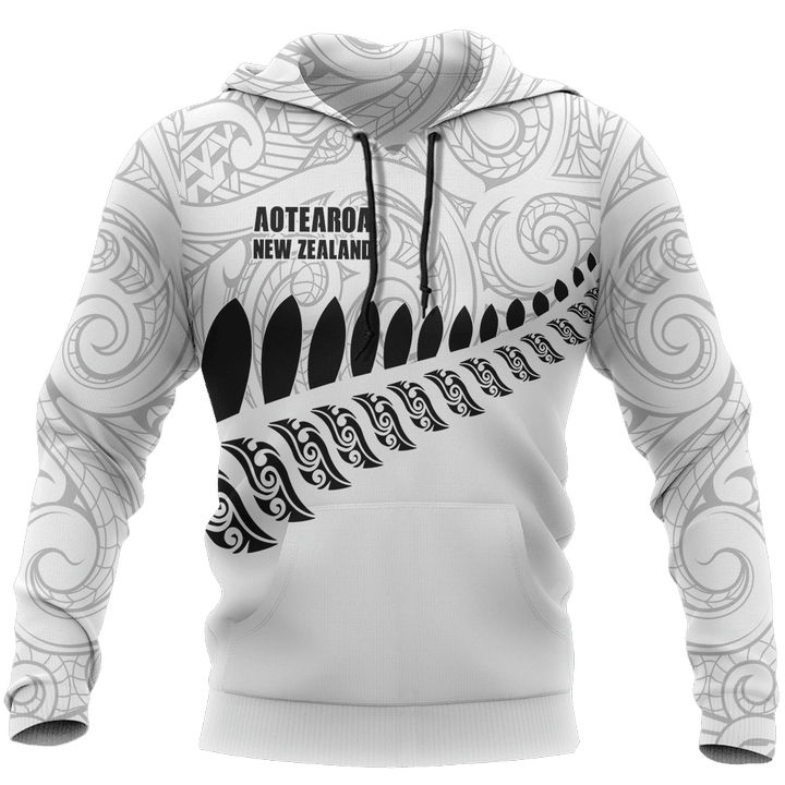 New Zealand Aotearoa Pullover Hoodie White Ver NVD