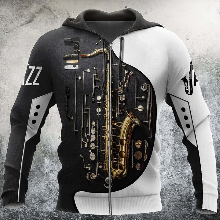 Saxophone hoodie, sax hoodie, jazz or blues players music 3d ver2 HG HAC21201
