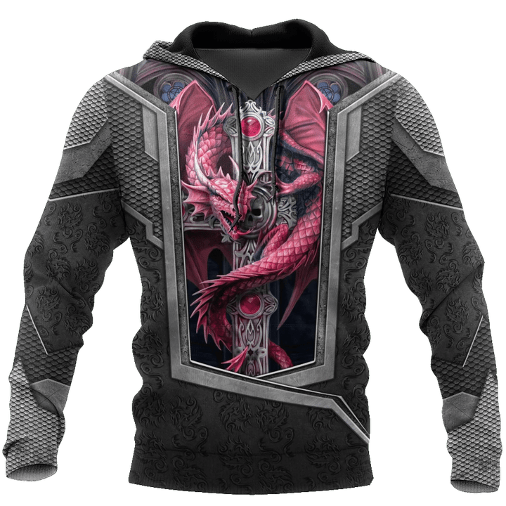 3D Tattoo and Dungeon Dragon Hoodie HAC26124-Apparel-NM-Hoodie-S-Vibe Cosy™