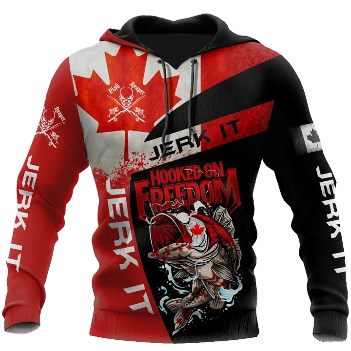 Hooked on Freedom Canada Fishing 3D printed shirts for men and women
