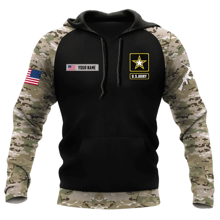 Custom name Camo Army Veteran 3D printed shirts Proud Military