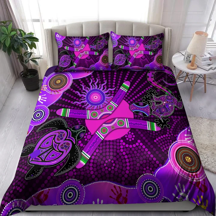 Aboriginal Naidoc Week 2021 Best Purple Turtle Lizard Bedding set