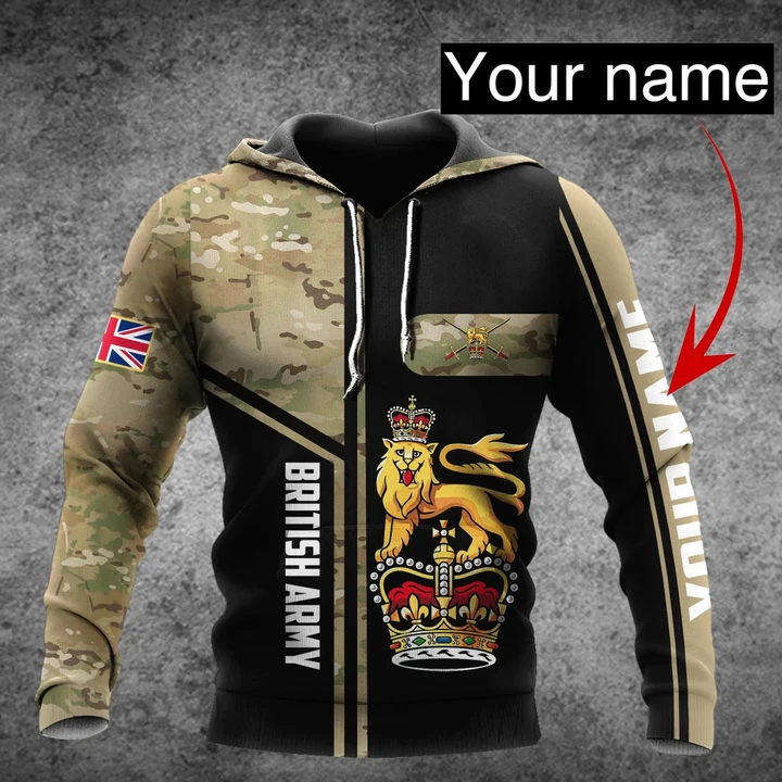 Custom name British Army Camo 3D Design print shirts