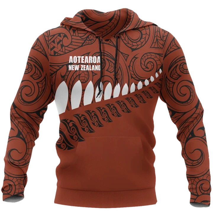 New Zealand Aotearoa Pullover Hoodie Red HC - Amaze Style™-Apparel