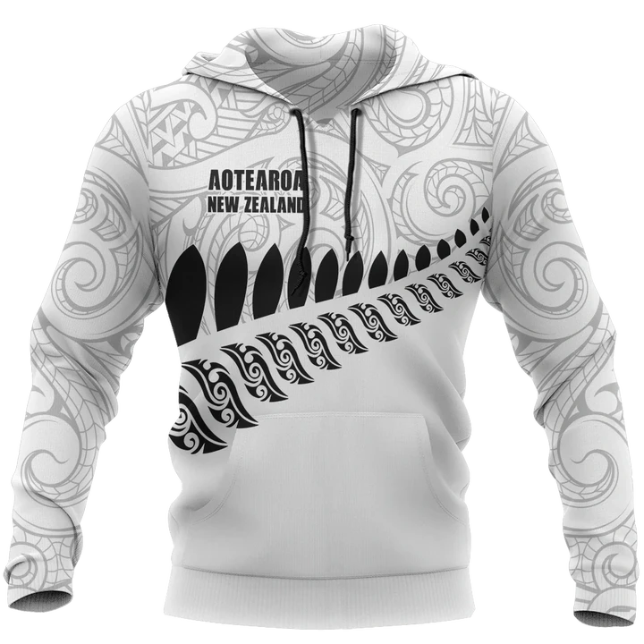 New Zealand Aotearoa Pullover Hoodie White Ver HC1003 - Amaze Style™-Apparel