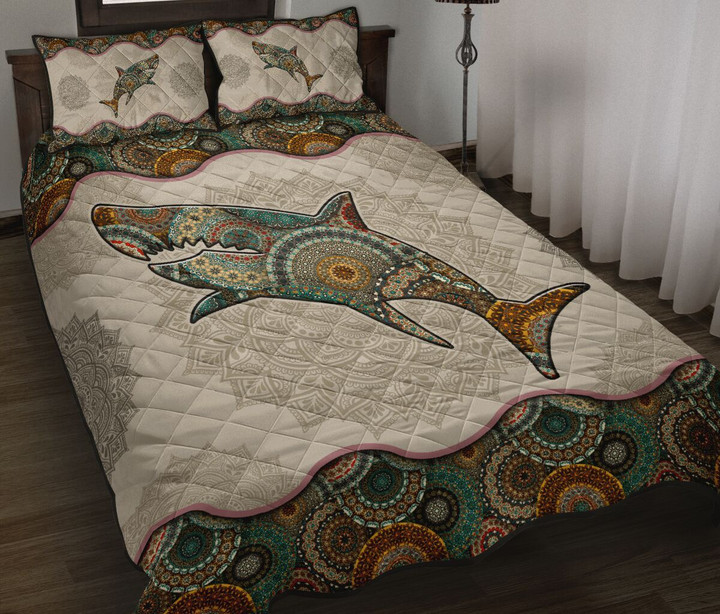 Shark Mandala Vintage Quilt Bedding set HC24402-Quilt-Huyencass-King-Vibe Cosy™
