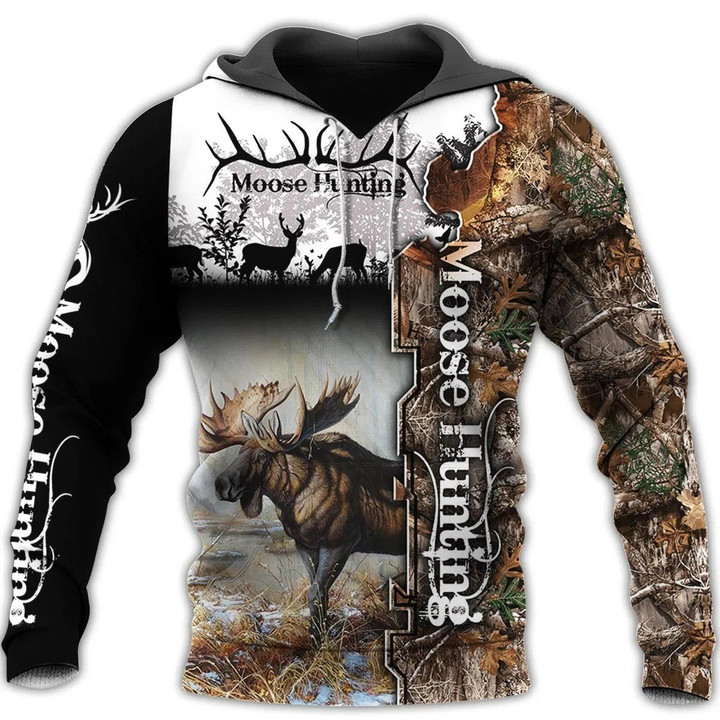 Camo Moose Hunting Hoodie T-Shirt Sweatshirt for Men and Women NM280201-Apparel-NM-Hoodie-S-Vibe Cosy™