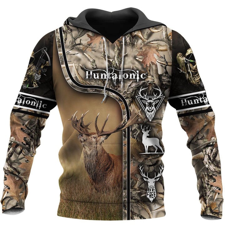 Camo Caribou Deer Hunting Hoodie Sweatshirt T-Shirt NM-Apparel-NM-Hoodie-S-Vibe Cosy™