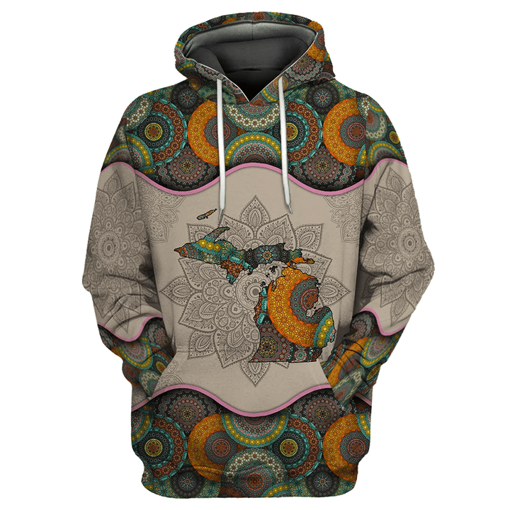 Awesome Vintage Mandala Michigan 3D All Over Printed Shirts Hoodie JJ27052002-Apparel-MP-Hoodie-S-Vibe Cosy™