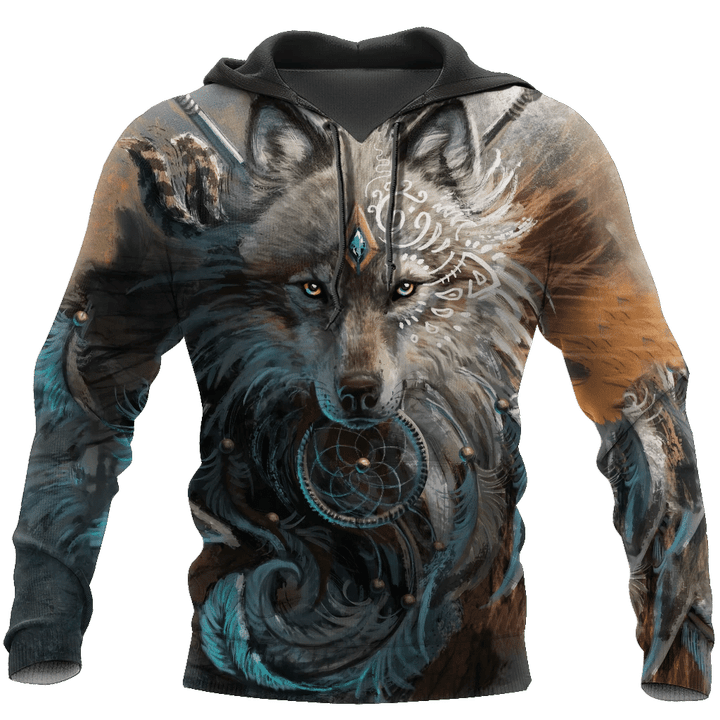 Native American Wolf Hoodie T Shirt For Men and Women HAC220401-Apparel-NM-Hoodie-S-Vibe Cosy™
