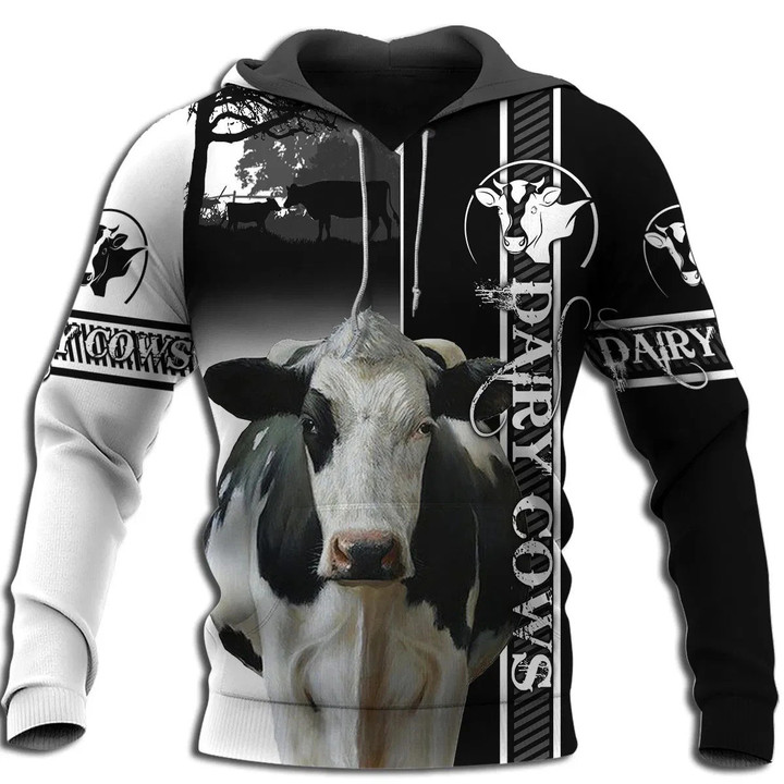 Dairy Cow Hoodie T-Shirt Sweatshirt for Men and Women NM121102-Apparel-NM-Hoodie-S-Vibe Cosy™