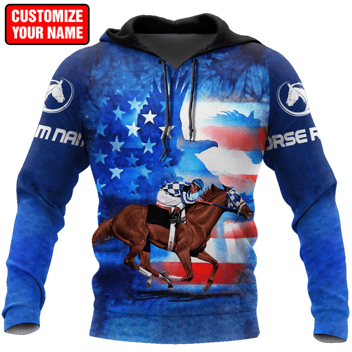 Personalized Name Horse Racing 3D All Over Printed Unisex Shirts American Rider