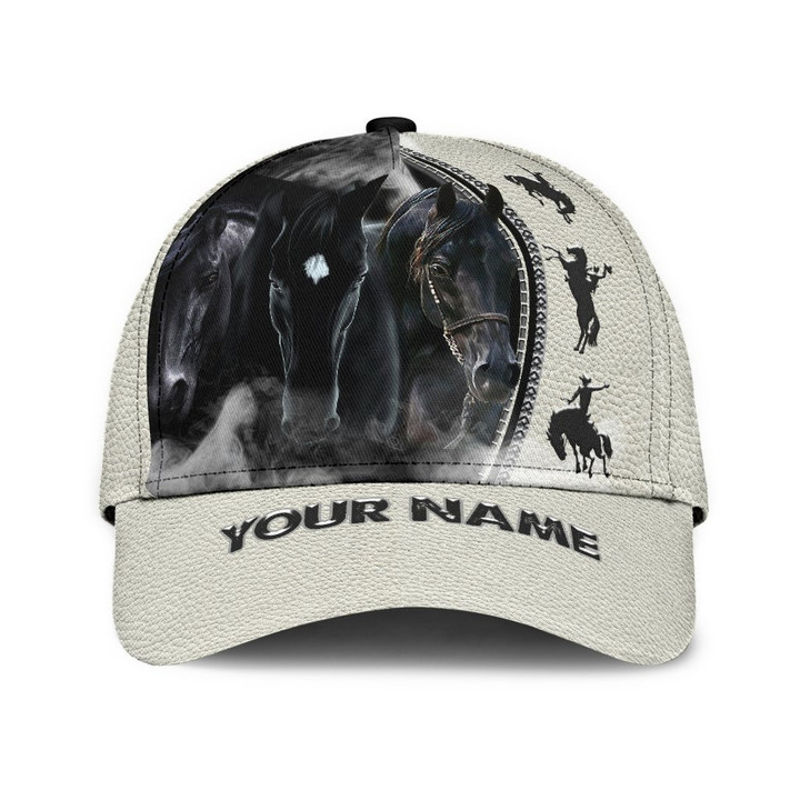 Personalized Name Rodeo Classic Cap Black Horses Ver 1