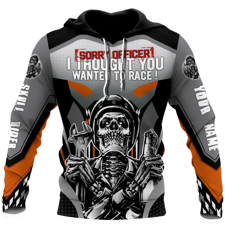 Customize Name Motorcycle Racing 3D All Over Printed Unisex Shirts Skull Rider