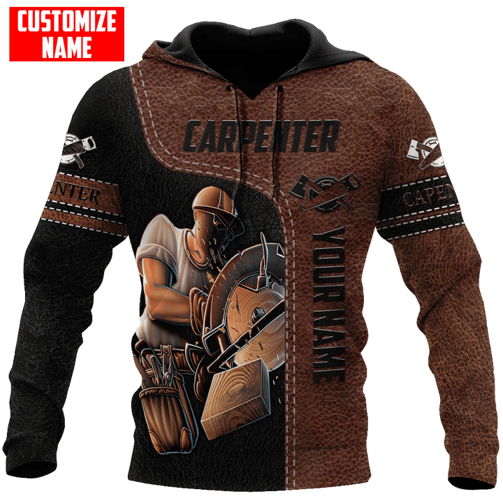 Personalized Name Carpenter 3D All Over Printed Unisex Shirts Leather Texture