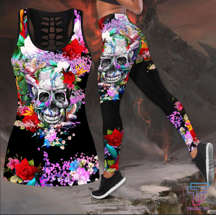 Butterfly Love Skull and Tattoos tanktop & legging outfit for women QB05252003 - Amaze Style™-Apparel