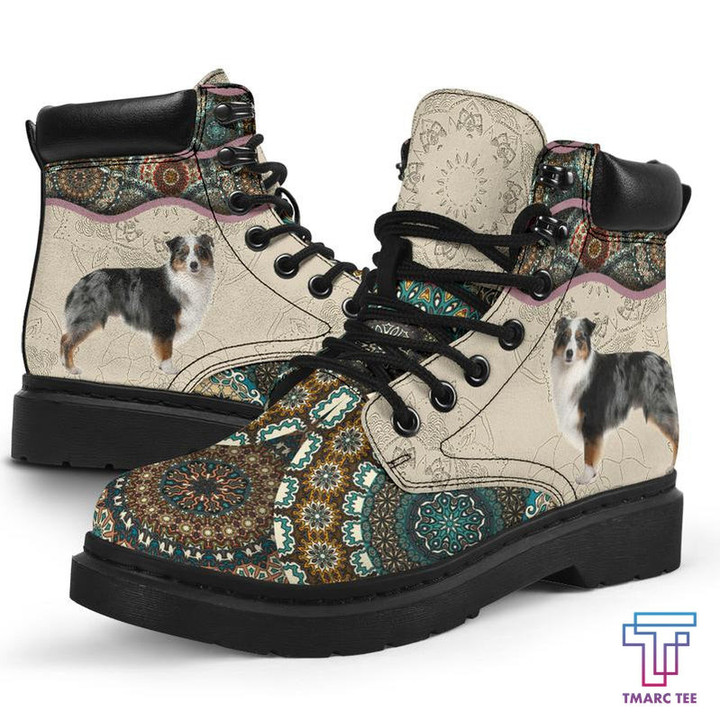 Australian Shepherd Boho pattern all season boots NNK022102 - Amaze Style™-Shoes