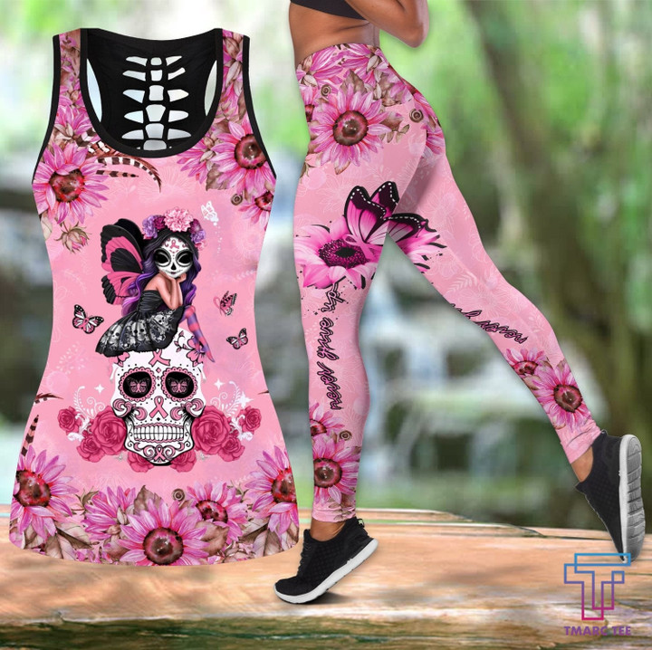 Breast cancer legging + hollow tank combo HAC270303 - Amaze Style™-Apparel