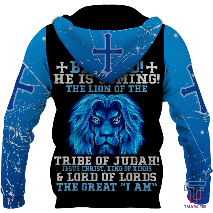 BE HOLD HE IS COMING THE LION OF THE TRIBE OF JUDAH JESUS CHRIST KING OF KINGS - Amaze Style™-Apparel