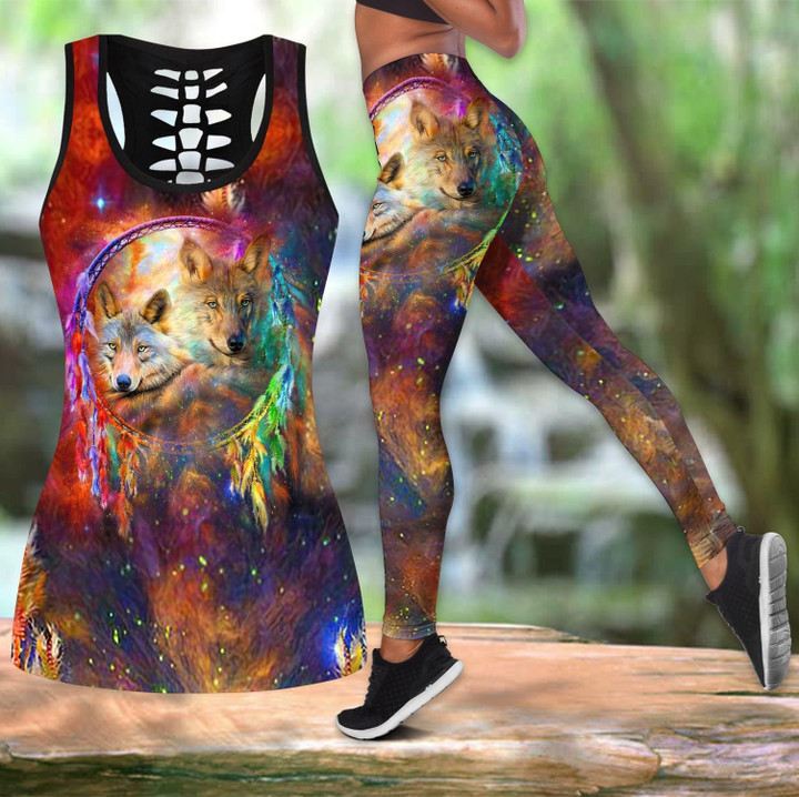 Tmarc Tee All Over Printed Wolf Couple Yoga Outfit For Women-MEI