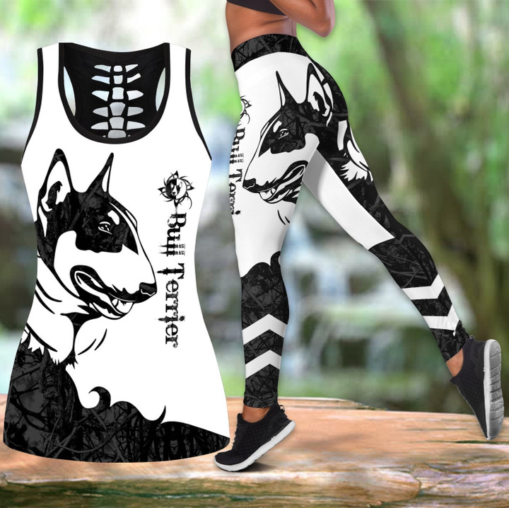 Tmarc Tee Bull terrier black tattoos legging + hollow tank combo DDS