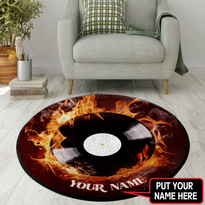 Tmarc Tee Customize Name Vinyl Record Circle Rug AM