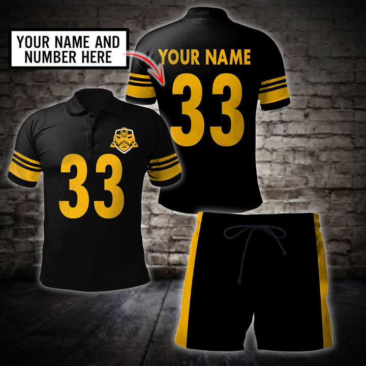 Tmarc Tee American Football Best Team Personalized Name and Number Combo Polo Shirt and Short