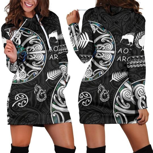 Aotearoa New Zealand Maori Mangopare Paua Shell Hoodie Dress Tmarc Tee