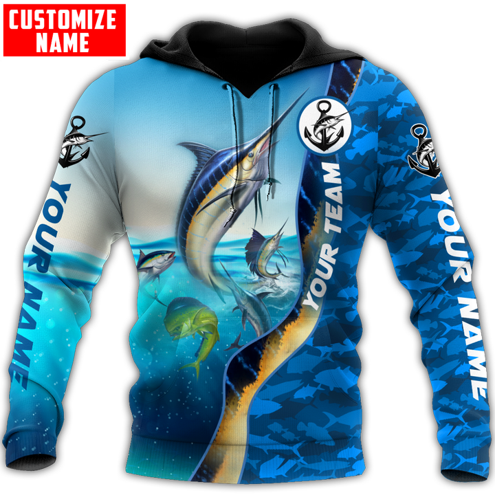 Tmarc Tee Custom name Marlin fishing Team Billfish D Design Printed Shirts