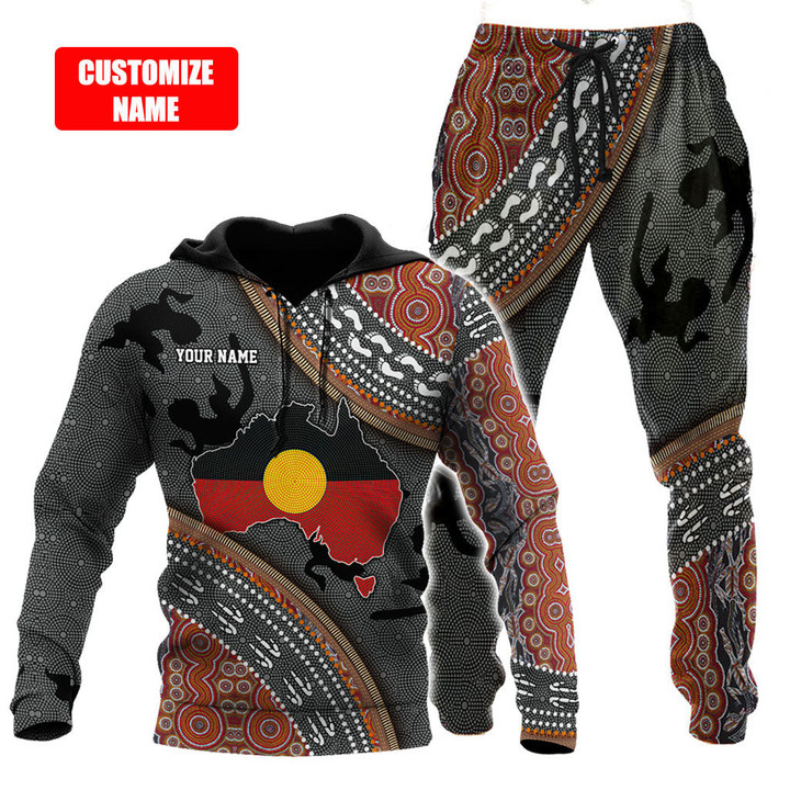 Tmarc Tee Custom name Aboriginal dots Zip pattern printed Combo Hoodie And Sweatpant