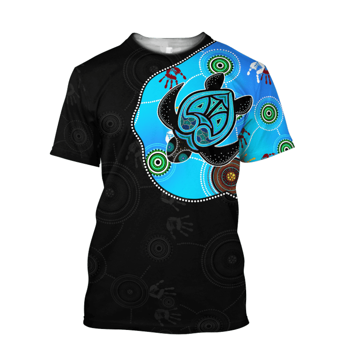 Tmarc Tee Aboriginal Art Blue Style Turtle Dreaming Paintings summer shirts
